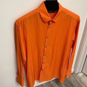 Mens microfiber mandarin orange dress shirt